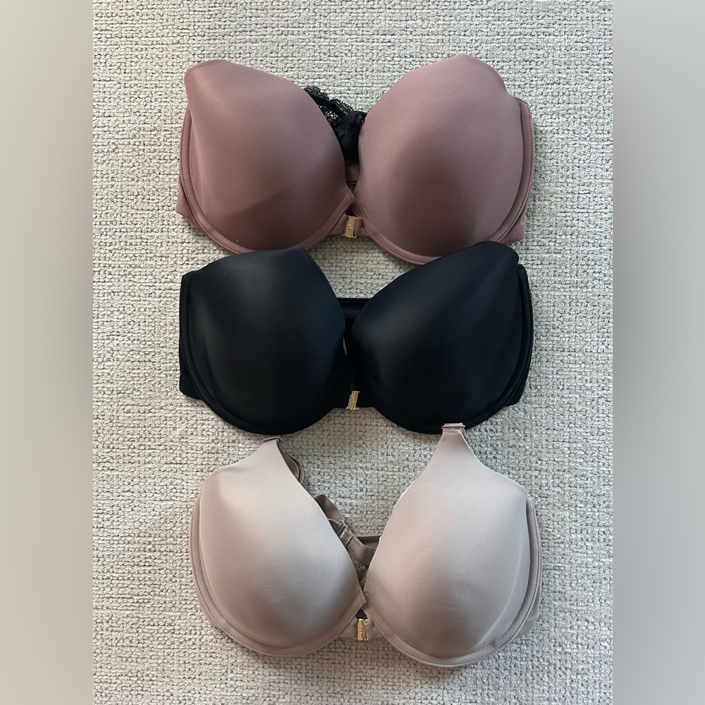 Pearl by Venus Front Close Lace Back Bra Set Of (3)-Size 34D NEW💣
